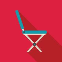Folding camping chair on red background with long shadow vector