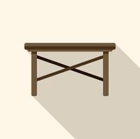 Wooden table showing cross legs and long shadow vector