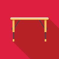 Folding table standing on red background with long shadow vector