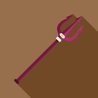 Purple trident devil pitchfork on brown background with long shadow vector