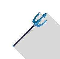 Stylized trident casting long shadow on white background vector