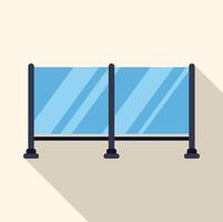 Glass partition wall dividing space with metal supports vector