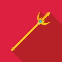 Golden trident with blue gem on red background representing power and authority vector