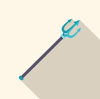Magic trident with turquoise blades and long handle casting shadow vector