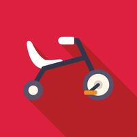 Children's tricycle with long shadow on red background representing childhood memories and outdoor play vector