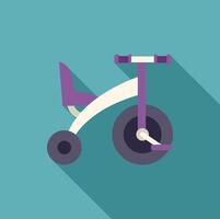 Purple and white tricycle on turquoise background with long shadow vector