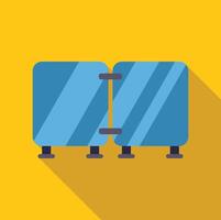 Glass office partition dividing empty space with yellow background vector