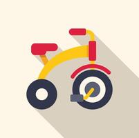 Children's tricycle with red and yellow details casting a long shadow vector