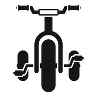 Front view of a tricycle with large front wheel and handlebars vector