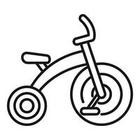 Child tricycle with big front wheel and curved handlebar standing still vector