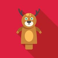 Christmas reindeer hand puppet with long shadow on red background vector