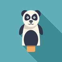 Panda hand puppet with long shadow on turquoise background vector
