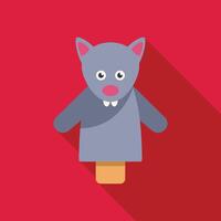 Adorable grey mouse hand puppet on red background vector