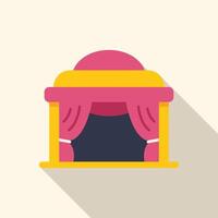 Pink stage curtains opening for a show in theater, flat design with long shadow vector
