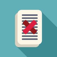 Red cross symbolizing rejection on document representing denial vector