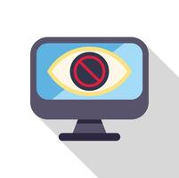 Crossed eye and forbidden sign on computer monitor showing privacy or surveillance concept vector