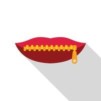 Closed red lips with zipper keeping a secret vector