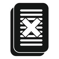 Rejected document with cross mark icon showing disapproval vector