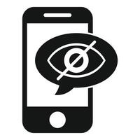 Smartphone showing blocked eye in speech bubble, privacy and online security concept vector