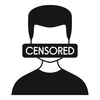 Censored person covering face with sign representing censorship and freedom of speech limitation vector
