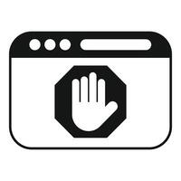 Stop hand sign showing access denied on web browser window vector