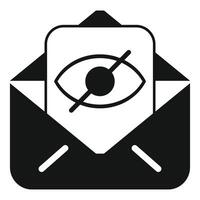 Hiding mail content, email with blocked eye icon depicting privacy vector