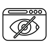 Crossed eye showing hidden tab in web browser window vector