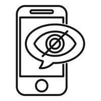 Smartphone showing hidden eye in speech bubble, privacy and invisibility concept vector