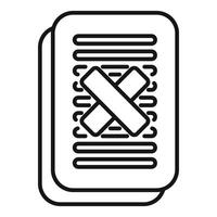 Rejected document with crossed out lines icon showing disapproval vector