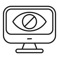 Computer monitor showing blocked eye symbol for privacy and protection vector