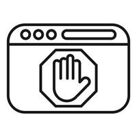 Hand stopping content on website window with stop sign icon vector