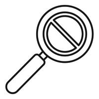 Magnifying glass showing blocked symbol for censorship or no result vector