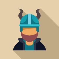 Viking warrior with helmet and horns, modern and minimalist flat design illustration vector