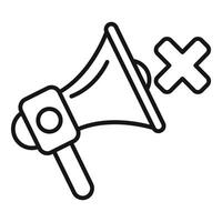 Megaphone with a cross over it, indicating no sound, mute, or censorship vector
