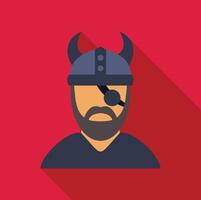 Portrait of viking warrior wearing eye patch and helmet with horns vector