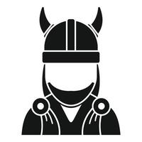 Viking warrior with helmet and horns, simple icon of scandinavian history vector