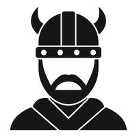 Viking with horned helmet and beard, ready for battle vector