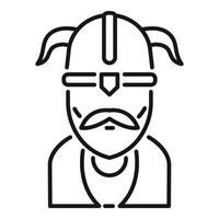 Bearded viking warrior wearing horned helmet and traditional armor vector