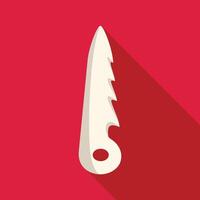 White bone saw cutting tool on red background with long shadow vector