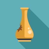 Broken clay vase showing cracks and damage on turquoise background vector