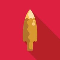 Prehistoric flint spearhead pointing upwards on red background vector