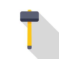 Sledgehammer with yellow handle and long shadow, flat design icon vector