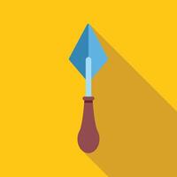 Putty knife with wooden handle on yellow background vector