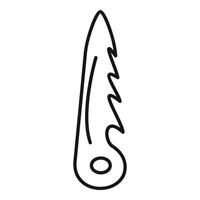 Climbing ice screw piton hook depicted with simple black lines on white background vector