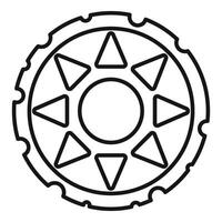 Bike chainring rotating showing eight triangles and central hole vector