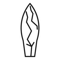 Broken surfboard showing crack lines for repairing vector