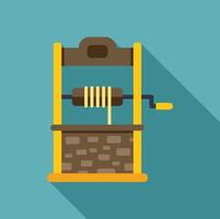 Water well with crank and rope for lifting bucket in flat design vector