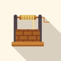 Water well with wooden handle and rope for lifting bucket vector