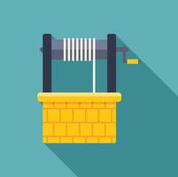 Water well with crank and rope for lifting bucket representing traditional water source vector