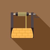 Water well with crank and rope for lifting bucket on brown background vector